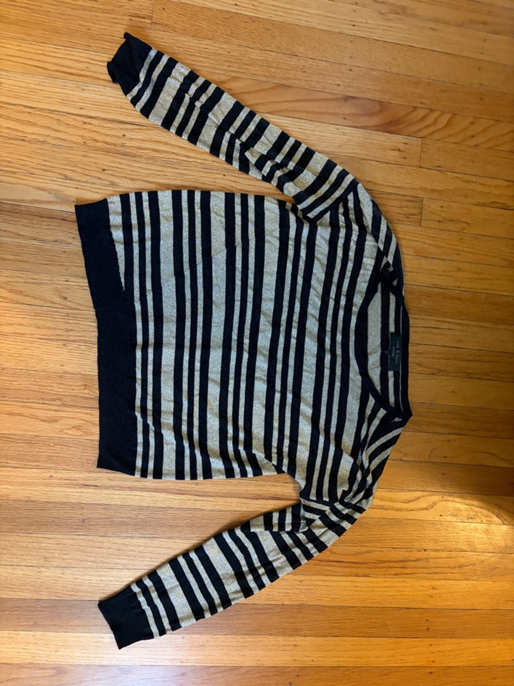 Rag & Bone Striped Black and Gold Lightweight Women’s Sweater